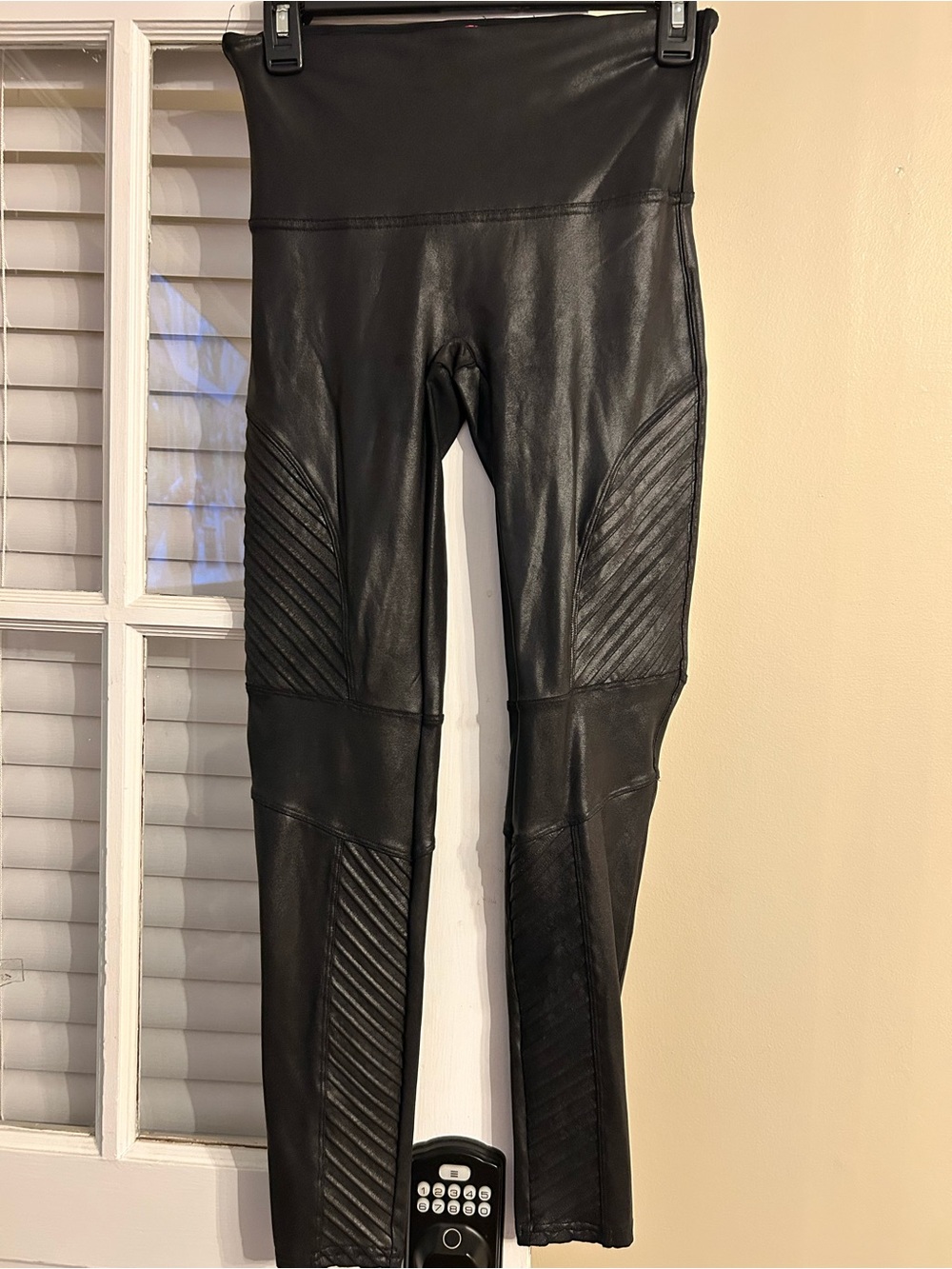 SPANX Faux Leather Moto Leggings in Black